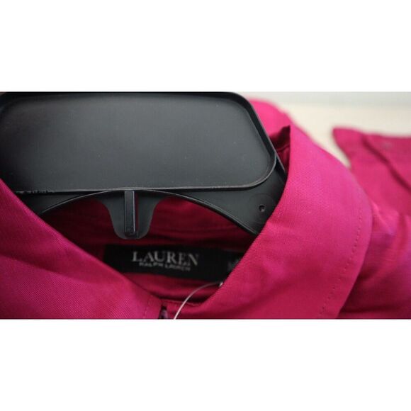 Lauren Ralph Lauren Women's Sz Large Fuchsia Berry Satin Shantung L/S Shirt - Picture 3 of 9